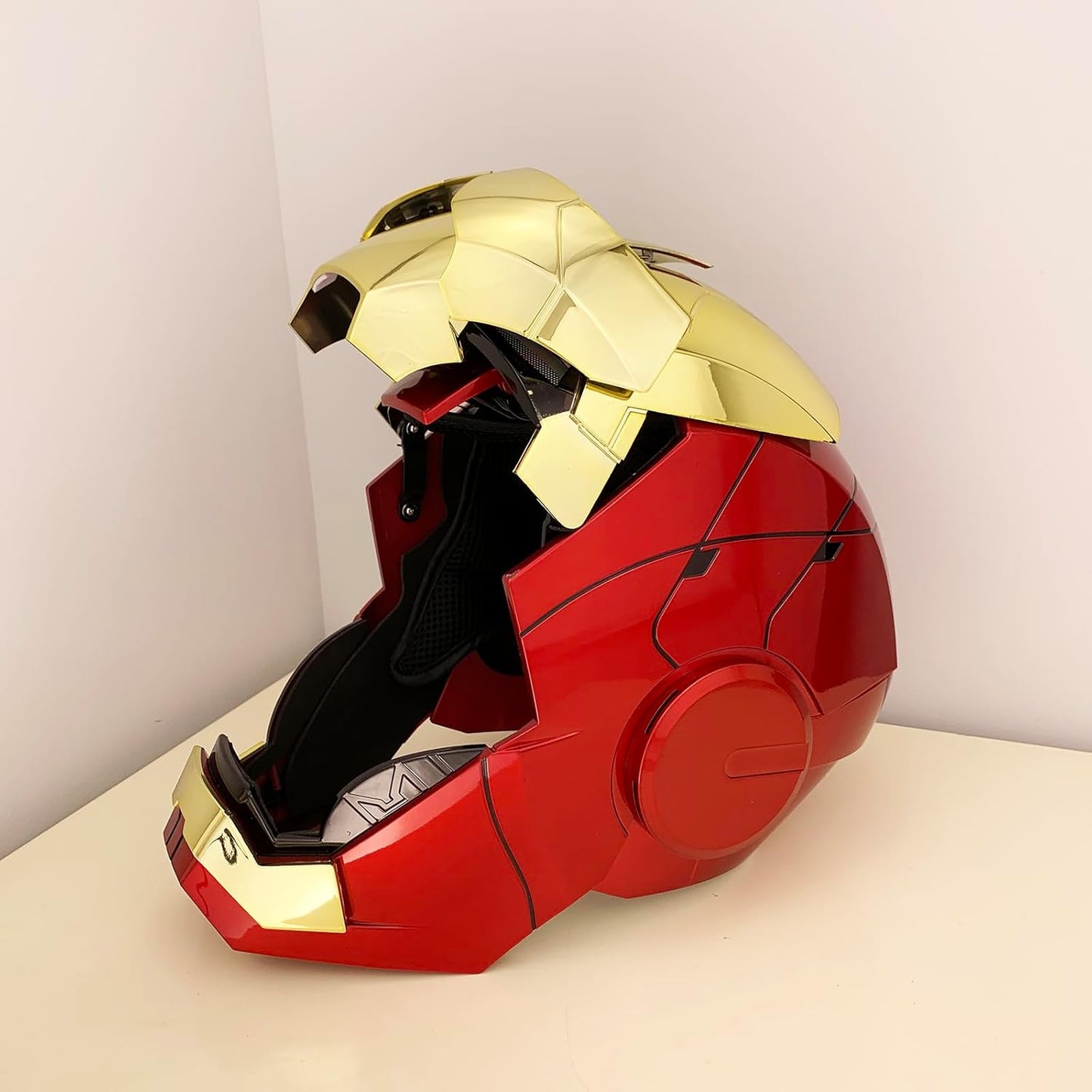Iron Man MK50 1:1 Wearable Helmet with Jarvis Voice Control, Touch & Remote Operation, Light Up & Sound Effects, Cosplay Collectible Figure Prop for Men & Teens, Ideal Gift (Gold)