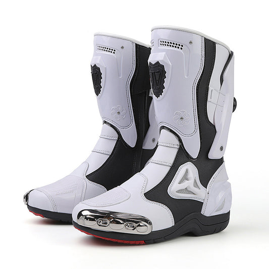 Black and White Moto Dirt Bike Women‘s Motorcycle Riding Boots