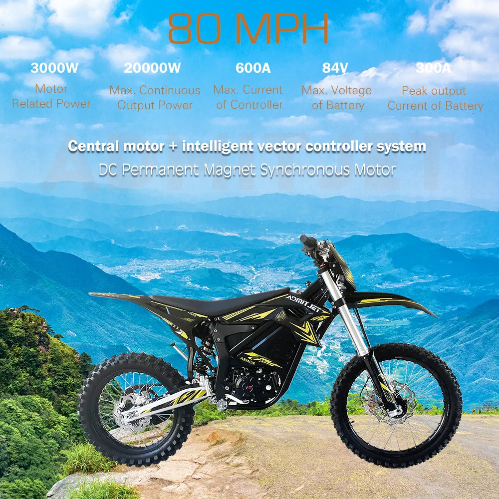 AdmitJet Armor Offroad Ebike Long Range Fast Speed Mountain Electric Dirt Bike