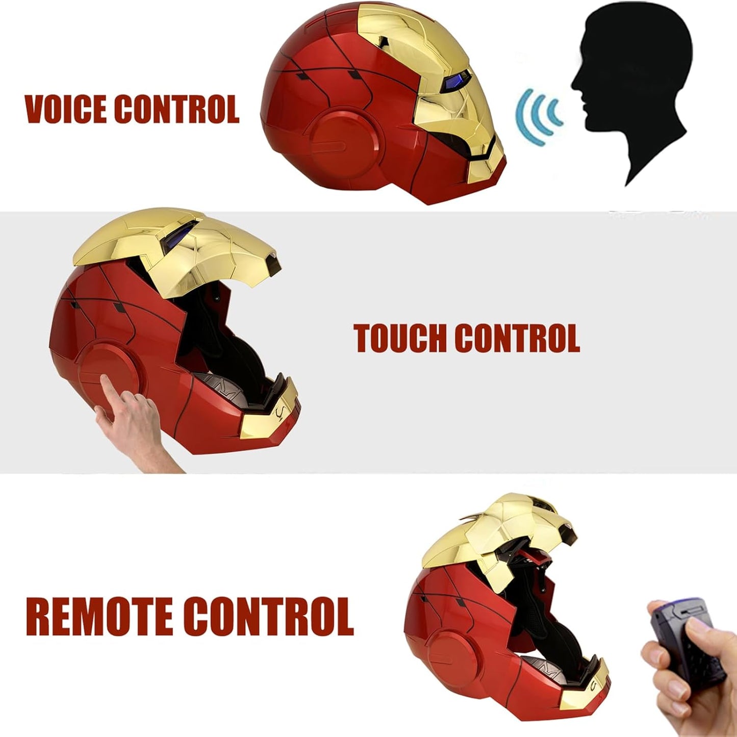 Iron Man MK50 1:1 Wearable Helmet with Jarvis Voice Control, Touch & Remote Operation, Light Up & Sound Effects, Cosplay Collectible Figure Prop for Men & Teens, Ideal Gift (Gold)