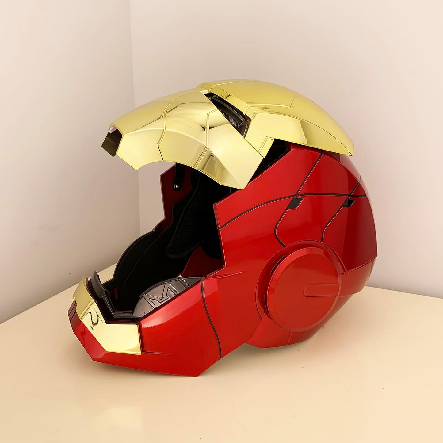 Iron Man MK50 1:1 Wearable Helmet with Jarvis Voice Control, Touch & Remote Operation, Light Up & Sound Effects, Cosplay Collectible Figure Prop for Men & Teens, Ideal Gift (Gold)