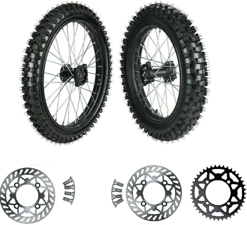 AdmitJet 19" 16" Motocross Wheel Tire Rim Set - Bike Wheels Front 70/100-19 Rear 90/100-16 Tire and Rim - 520 43t Sprocket for Dirt Pit Bike Motocross Apollo Taotao SSR Thumpstar Motorcycle