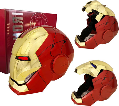 Iron Man MK50 1:1 Wearable Helmet with Jarvis Voice Control, Touch & Remote Operation, Light Up & Sound Effects, Cosplay Collectible Figure Prop for Men & Teens, Ideal Gift (Gold)