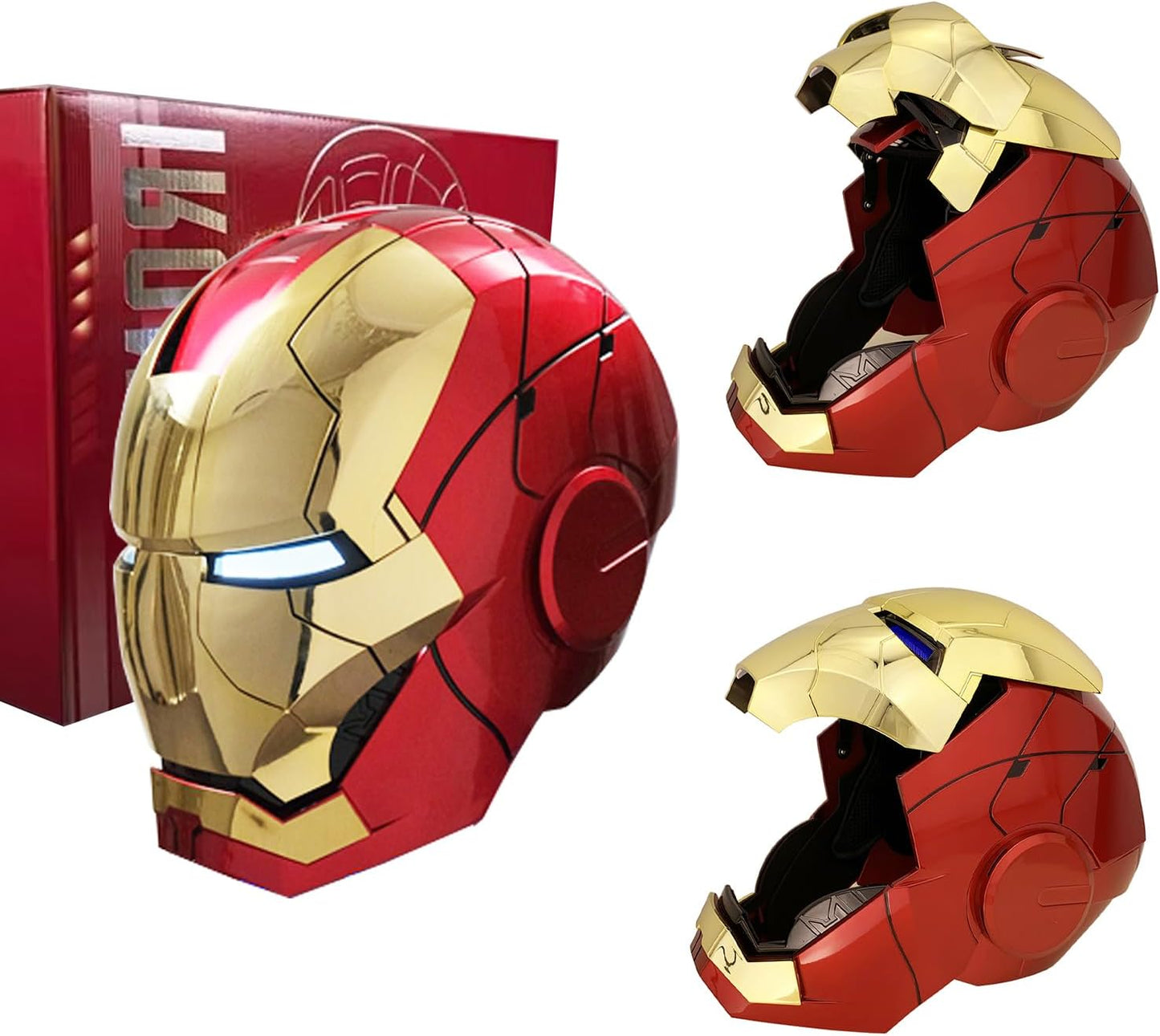 Iron Man MK50 1:1 Wearable Helmet with Jarvis Voice Control, Touch & Remote Operation, Light Up & Sound Effects, Cosplay Collectible Figure Prop for Men & Teens, Ideal Gift (Gold)